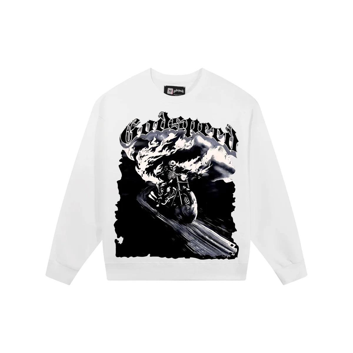 Godspeed Godspeed White 'Motorcycle Rider' Graphic Sweatshirt White - 1