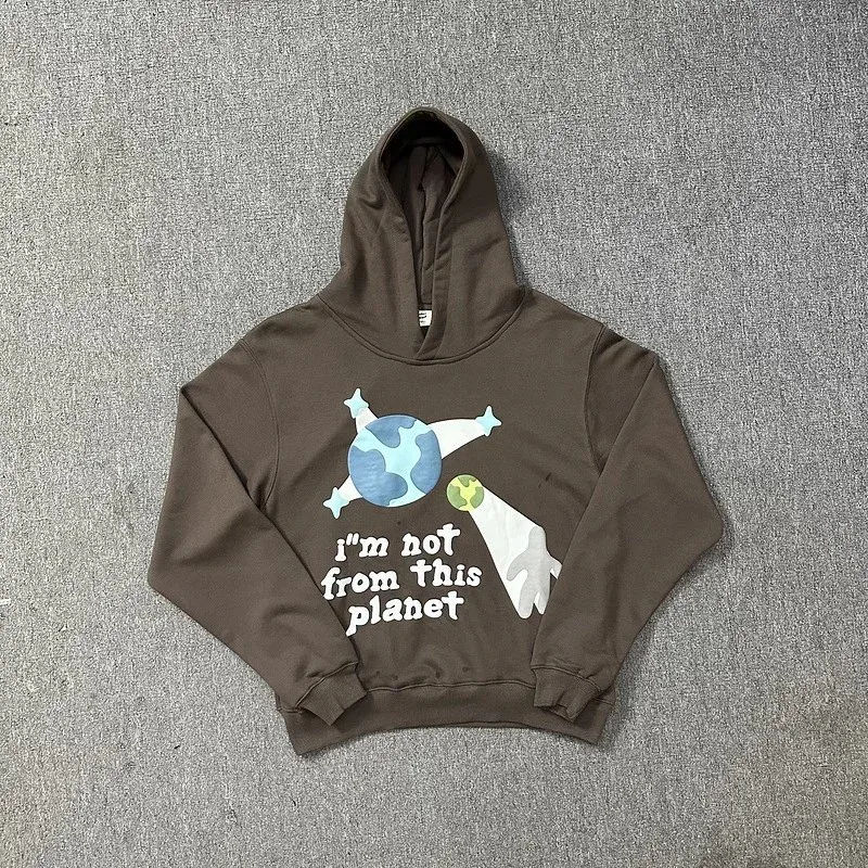 Other Unisex Brown 'I'm Not From This Planet' Graphic Hoodie Brown - 1