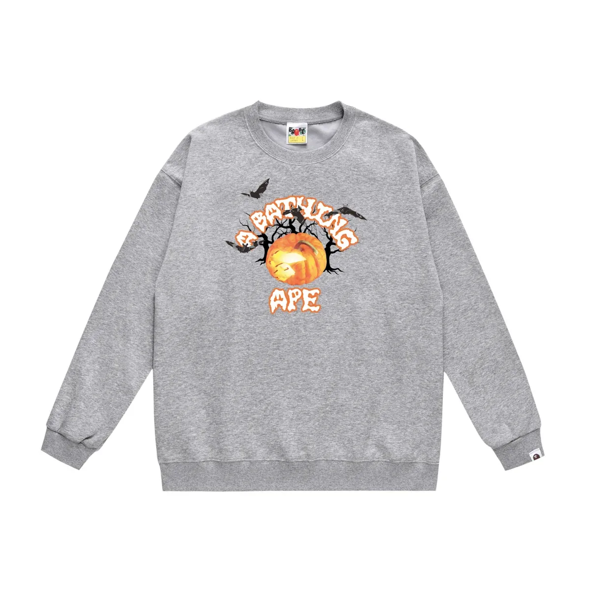 A Bathing Ape BAPE Grey Pumpkin Print Crewneck Sweatshirt Grey - 1