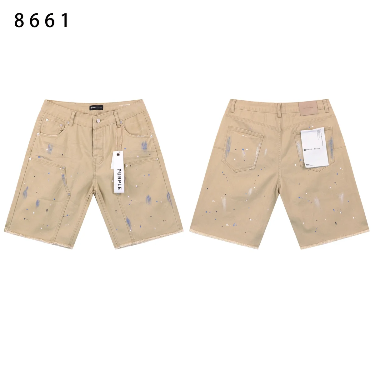 Purple Brand Purple Brand P001 Paint Splatter Beige Shorts Beige - 1