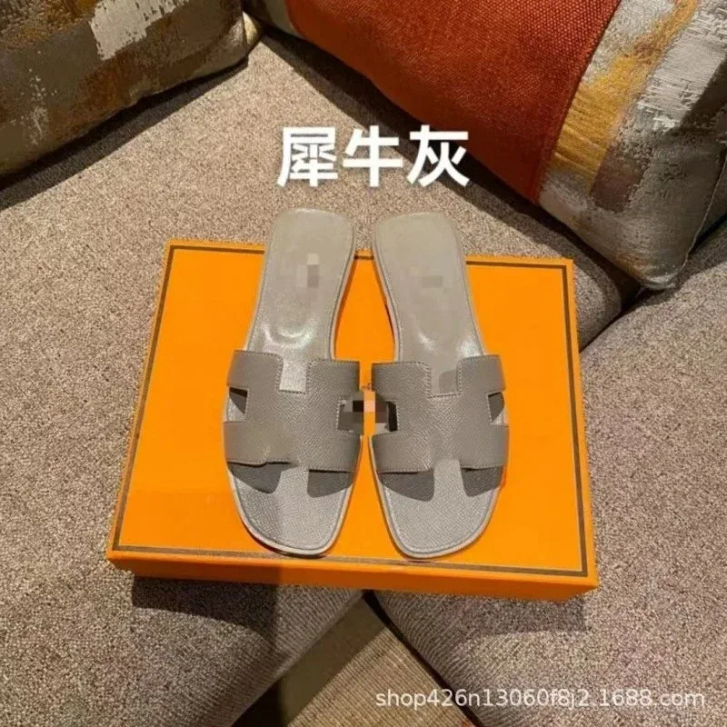 Hermès Hermès H Oran Rhino Grey Slides Grey