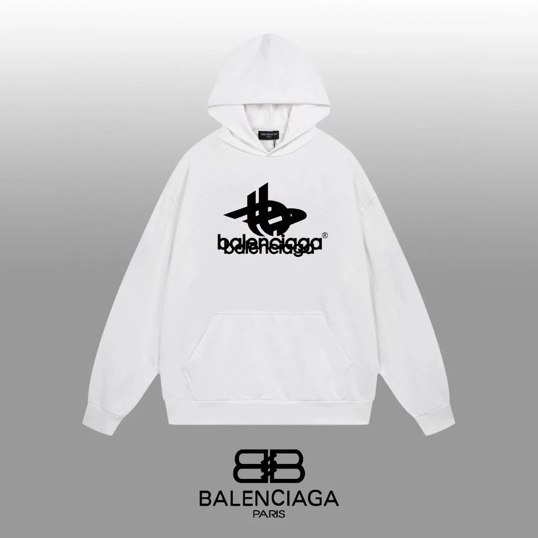 Balenciaga Balenciaga Hoodie White Logo Graphic Sweatshirt White - 1