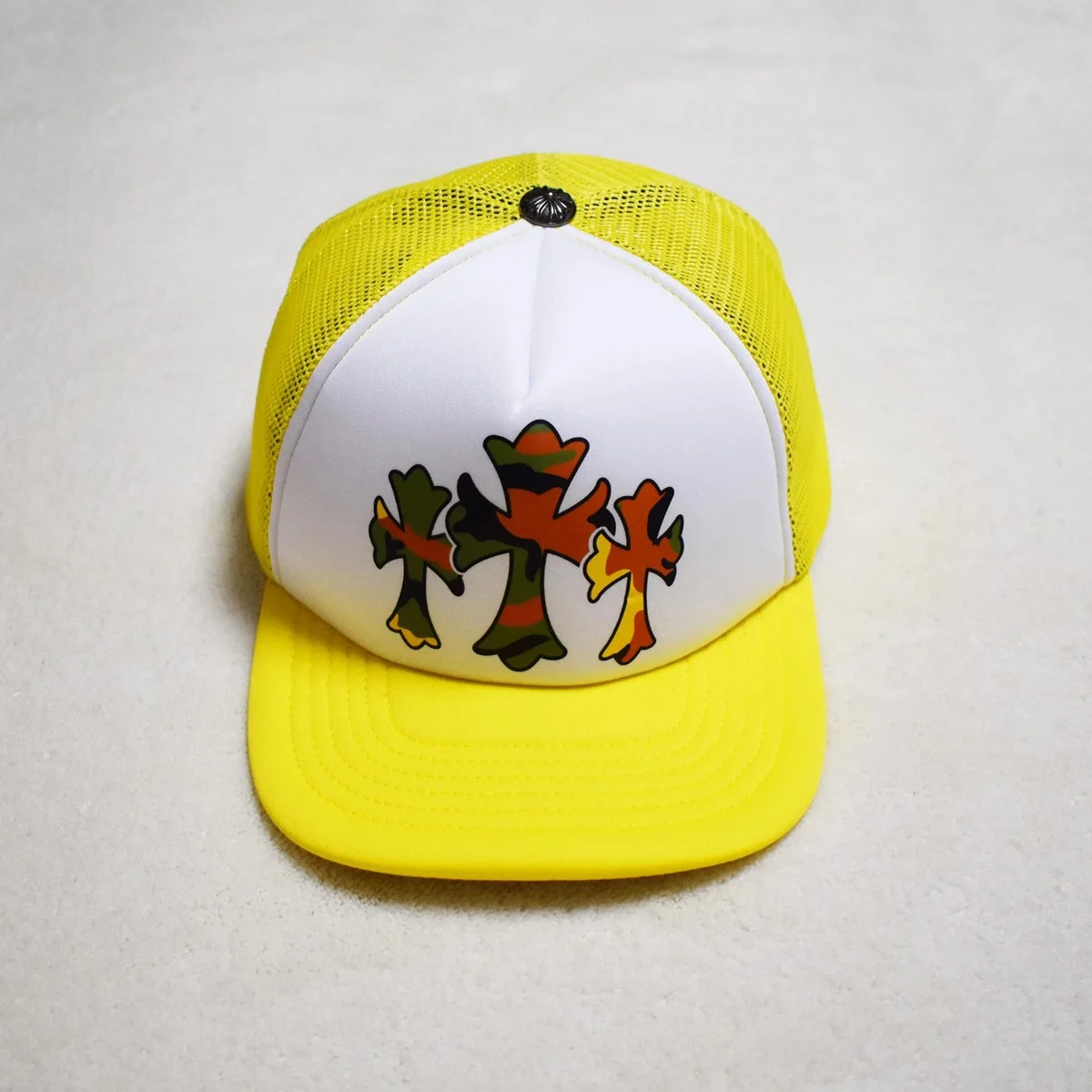 Chrome Hearts Chrome Hearts CH Cross Yellow & White Trucker Hat Yellow - 1