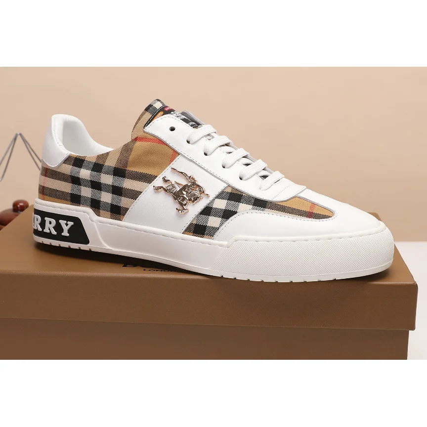 Burberry Burberry Classic Check Horse Embroidery Sneakers White White - 1