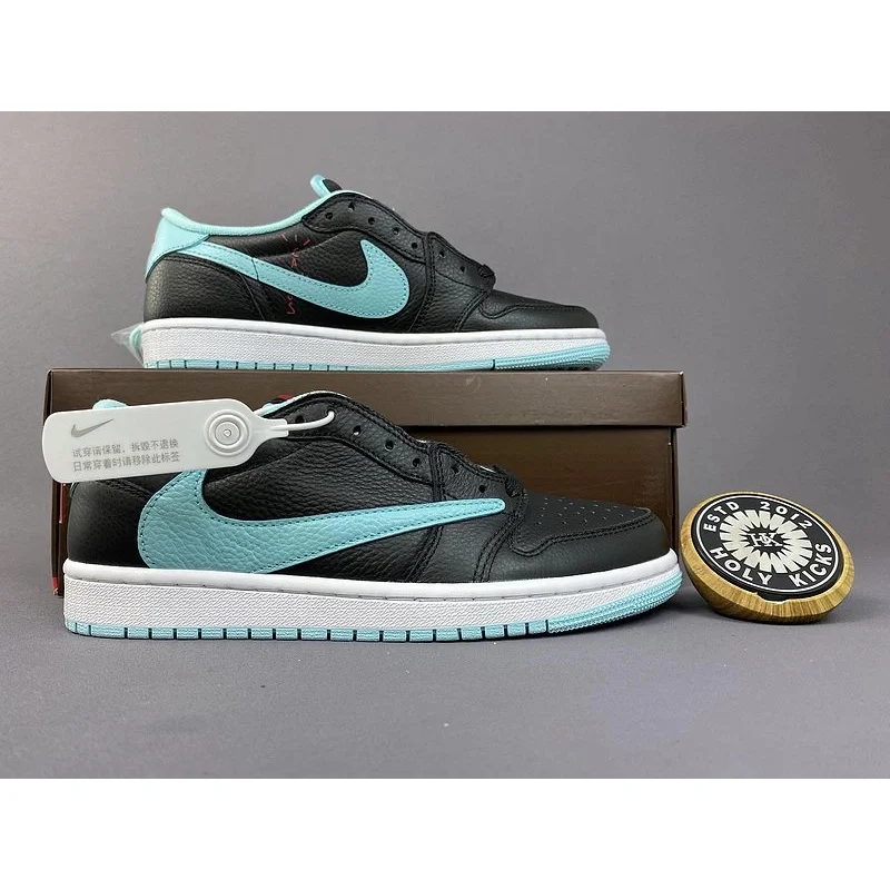 Nike Nike Air Jordan 1 Low Black/Aqua Blue Sneakers Black - 1