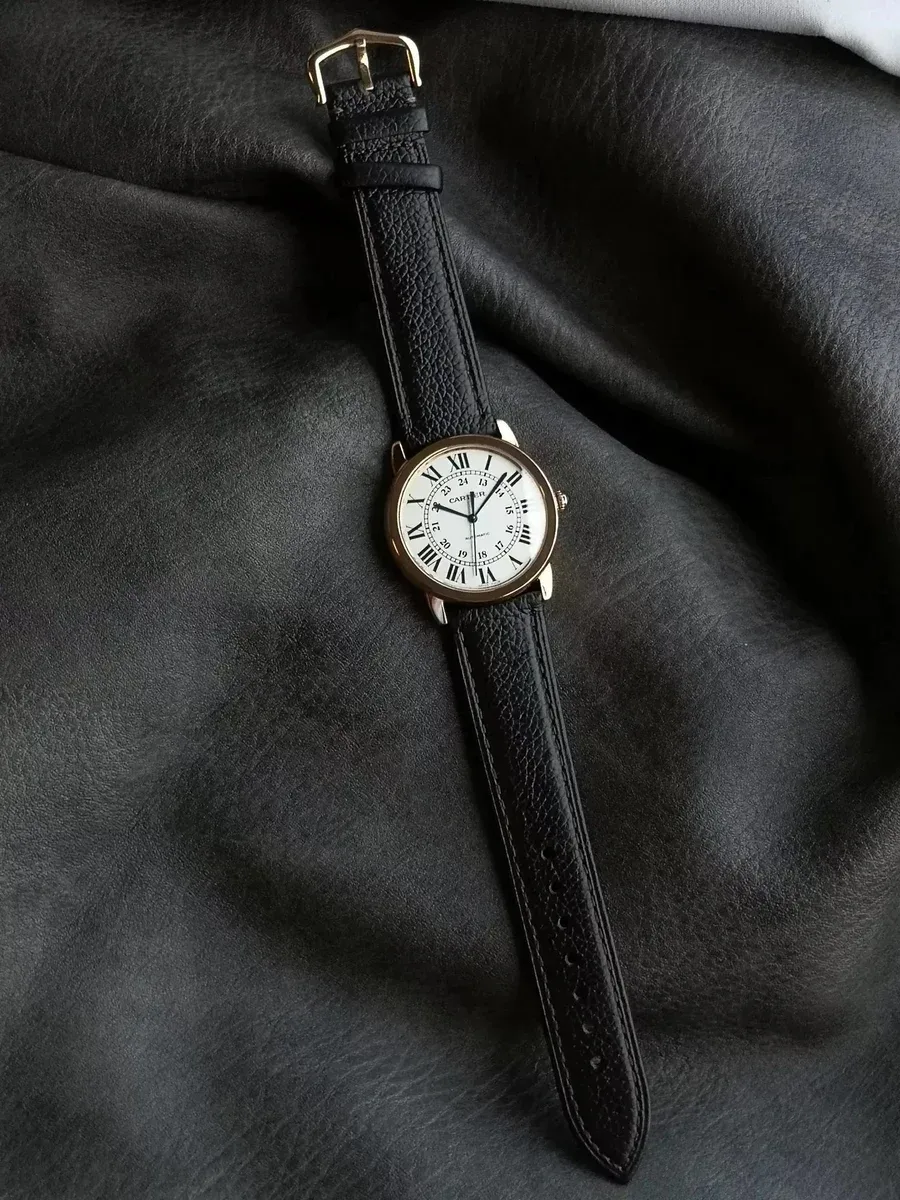 Cartier Cartier Ronde Black Leather Strap Watch Black
