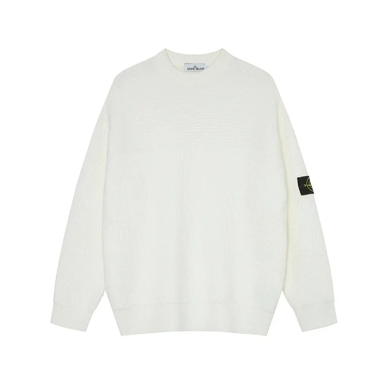Stone Island Stone Island 68-15 White Ribbed Sweater White