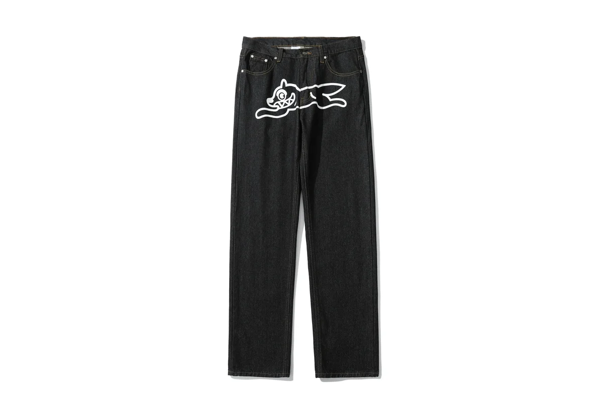 Iceberg Iceberg Dog Print Jeans Black Denim Bottoms Black - 1
