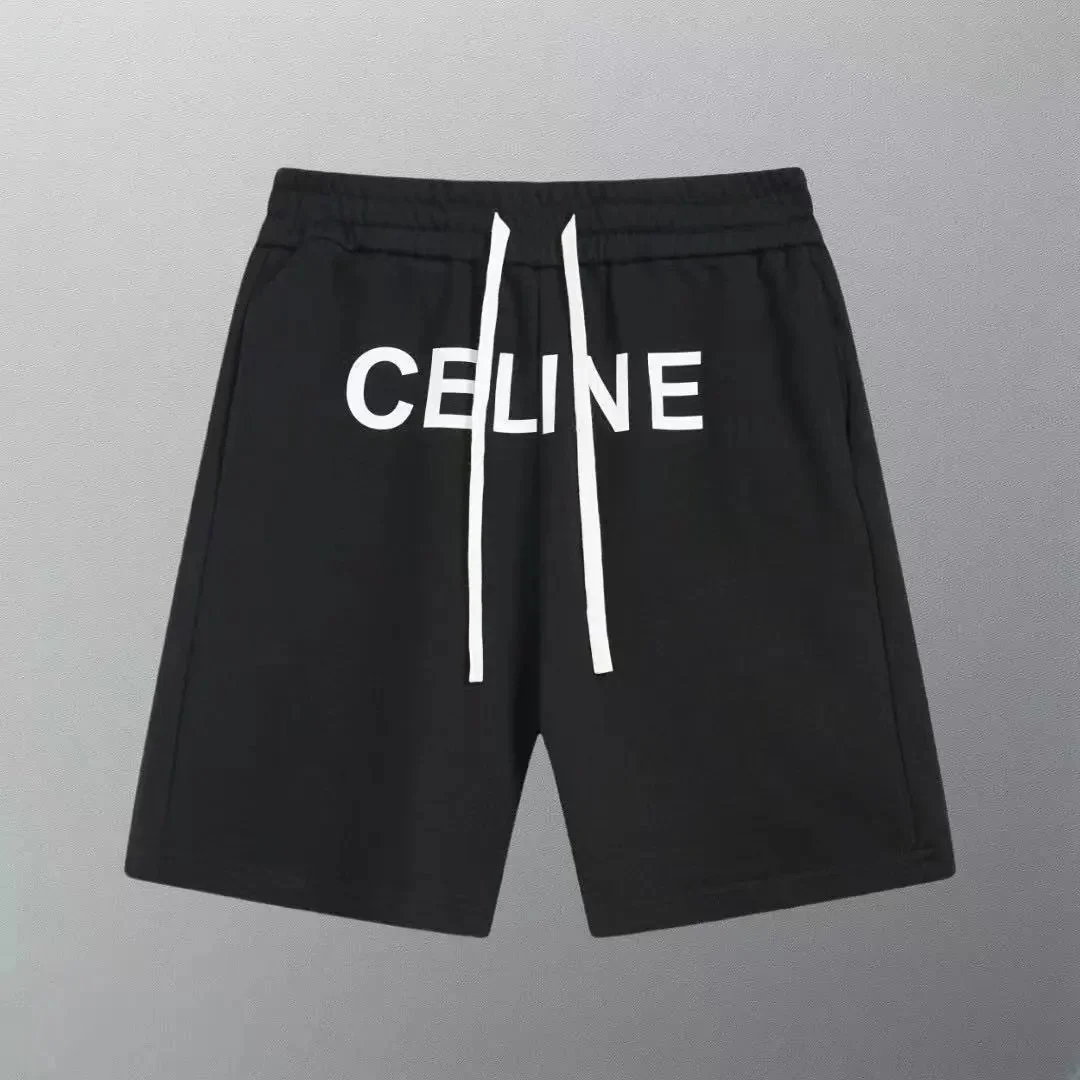 Celine Celine Black Celine Logo Cotton Shorts Black - 1