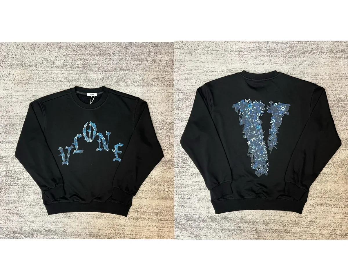 VLONE VLONE Staple Black Blue Graphic Crewneck Sweatshirt Black - 1