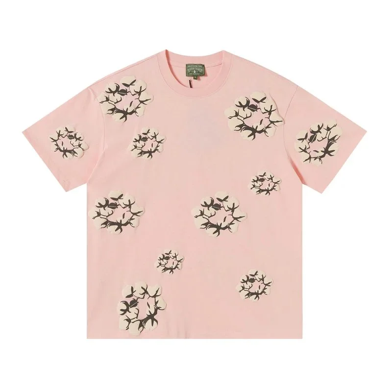 Other Pink Cotton Floral Appliqué T-Shirt Pink - 1
