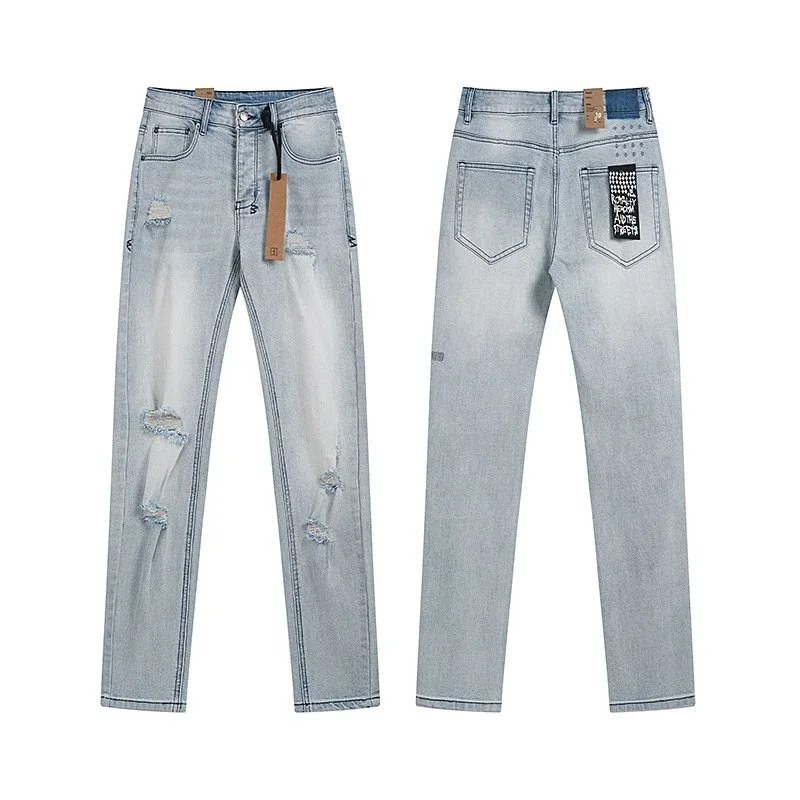 Saint Laurent Saint Laurent Light Wash Distressed Jeans Blue
