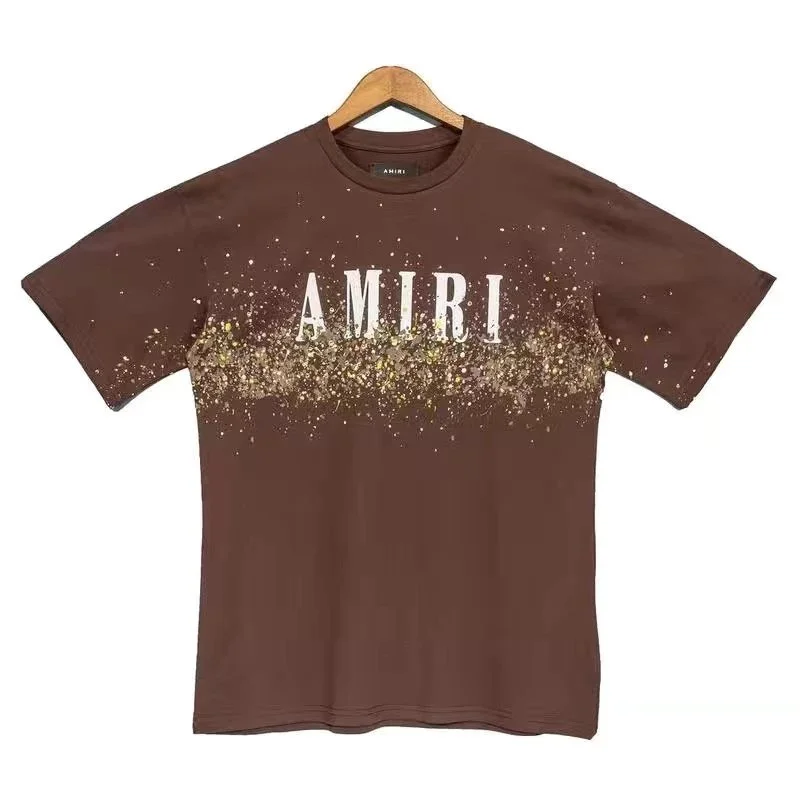 Amiri Amiri Brown Gold Splatter T-Shirt Brown - 1