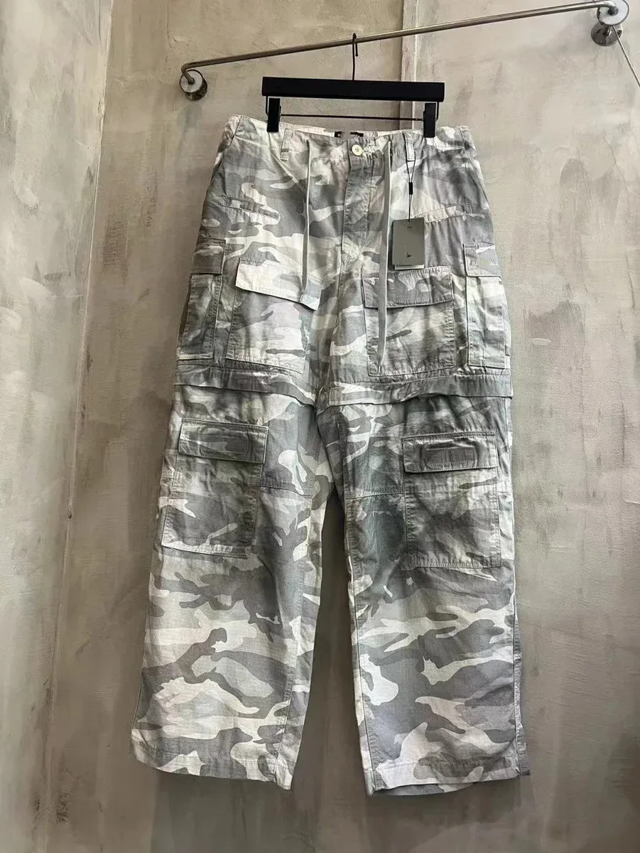 Other White Camouflage Cargo Pants with Multiple Pockets White