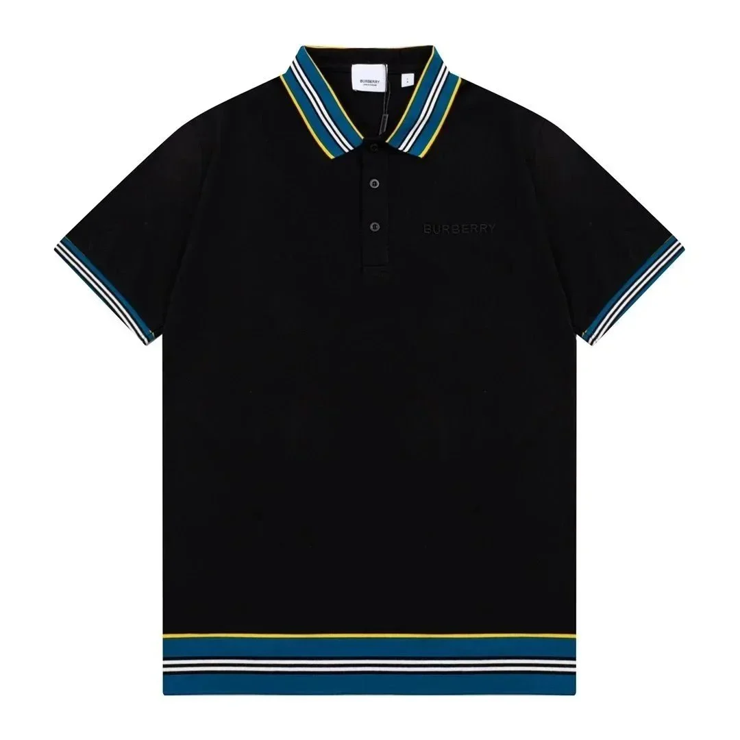 Burberry Burberry Black Polo with Striped Trim Black - 1