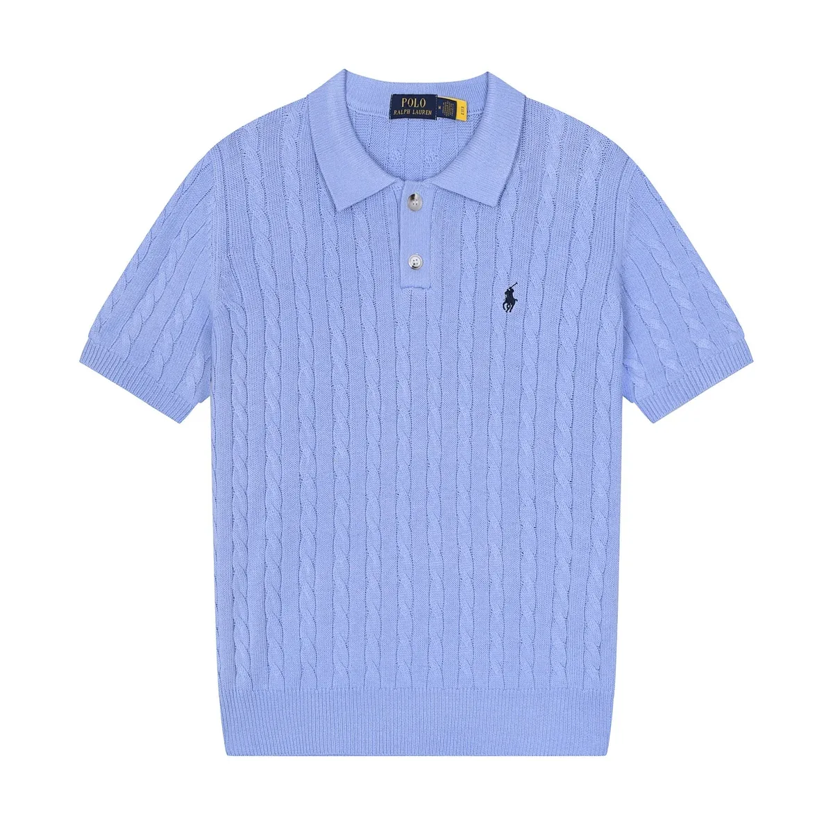 Polo Ralph Lauren Polo Ralph Lauren Cable Knit Polo Shirt Light Blue Blue - 1
