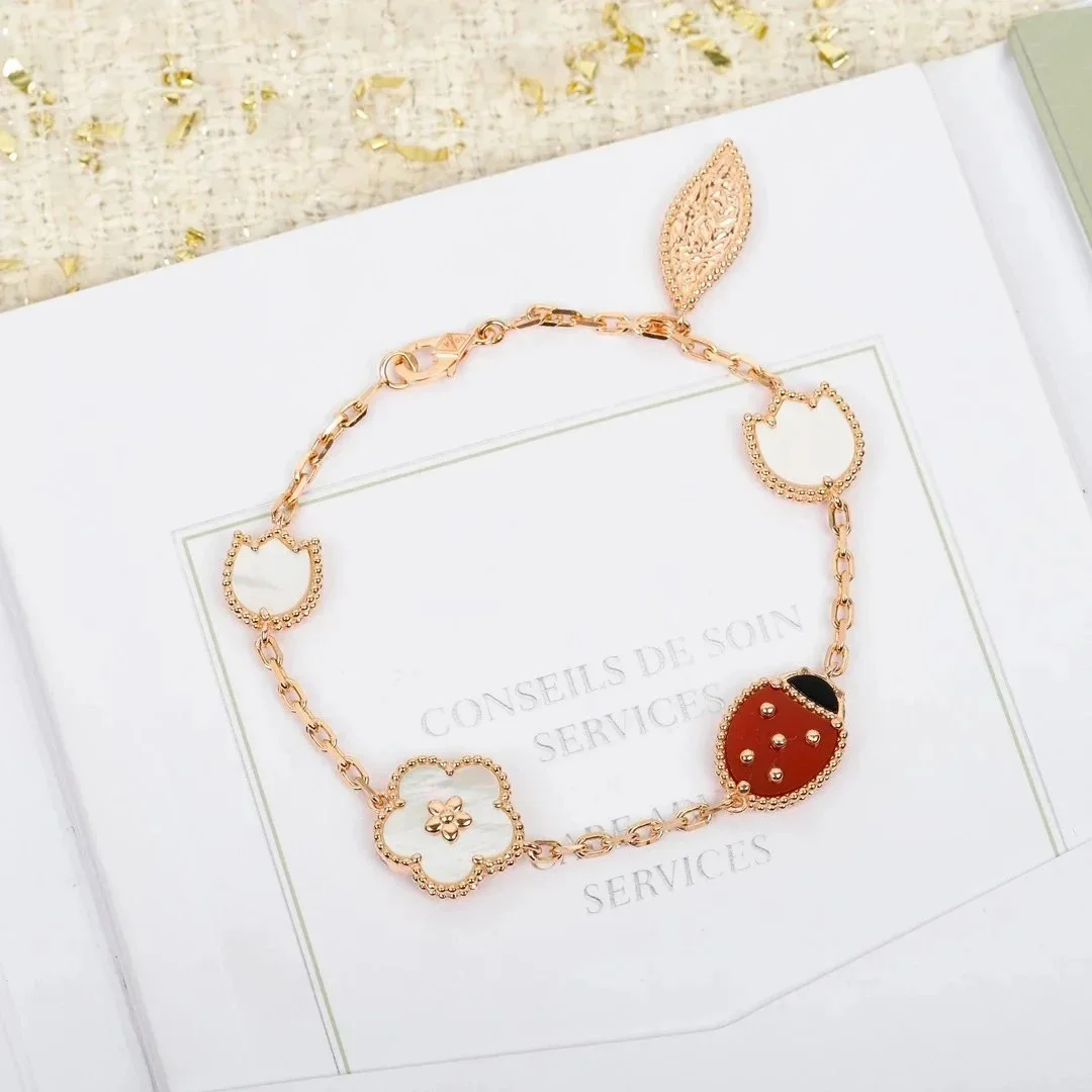 Van Cleef & Arpels Van Cleef & Arpels Alhambra Rose Gold Clover & Ladybug Bracelet Gold