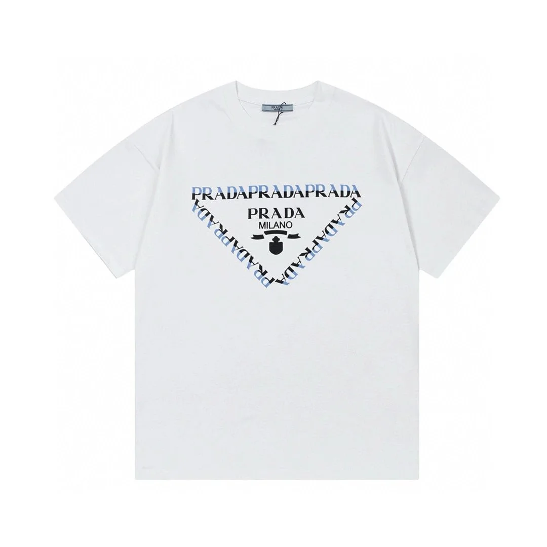 Prada Prada Triangle Logo White Graphic T-Shirt White - 1