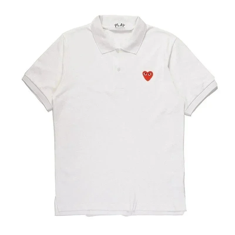 Comme des Garçons Comme des Garçons Play White Red Heart Polo Shirt White