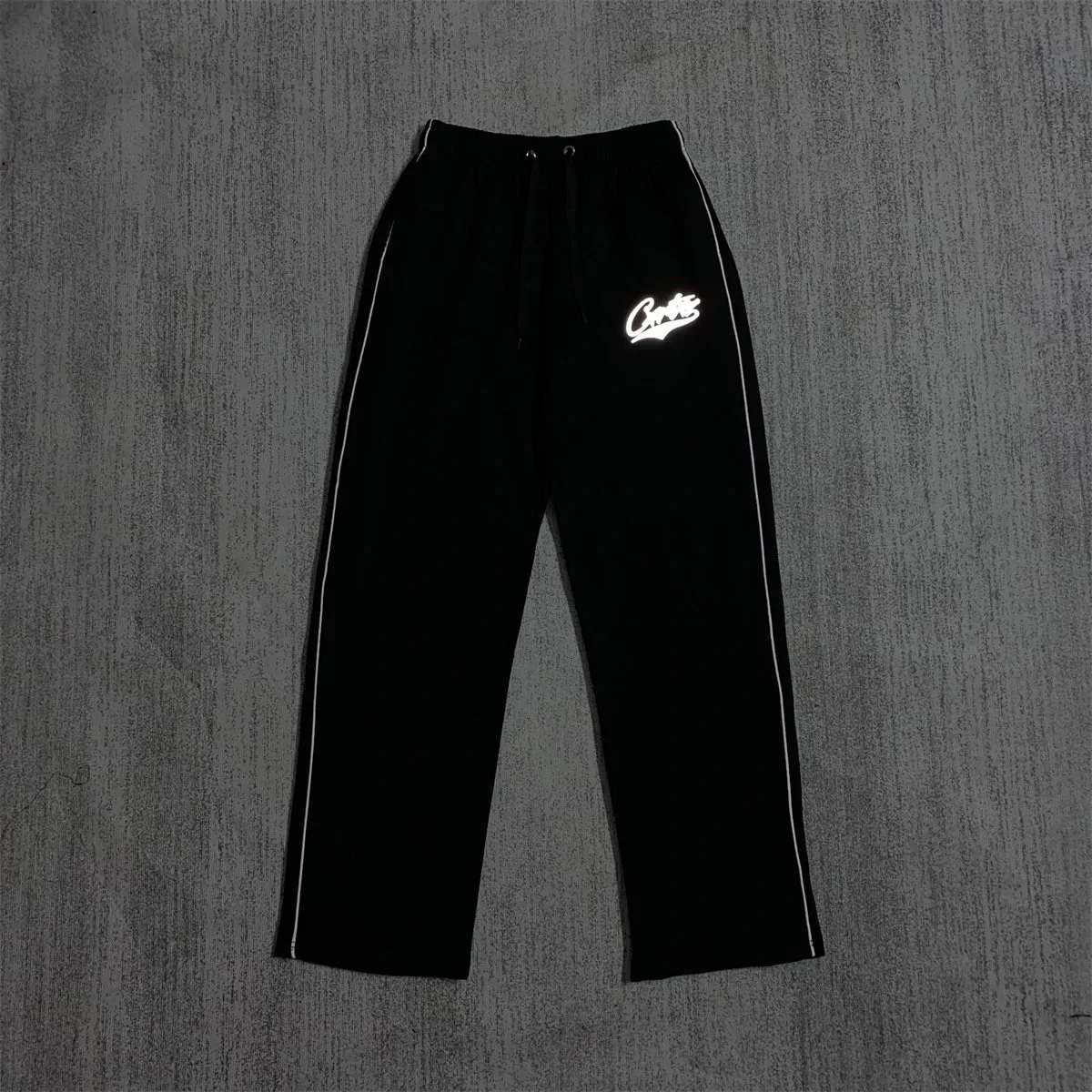 Other Unisex Black Track Pants with Reflective Logo Black - 1