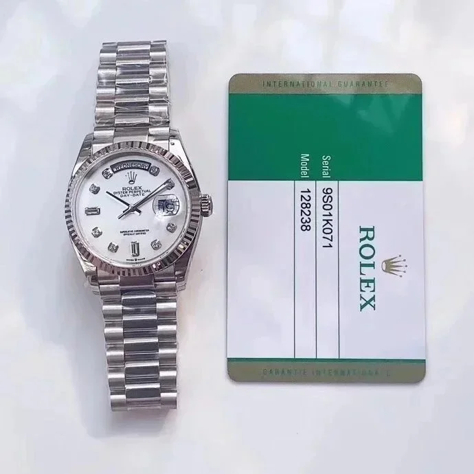 Rolex Rolex Day-Date White Dial Stainless Steel Watch Silver