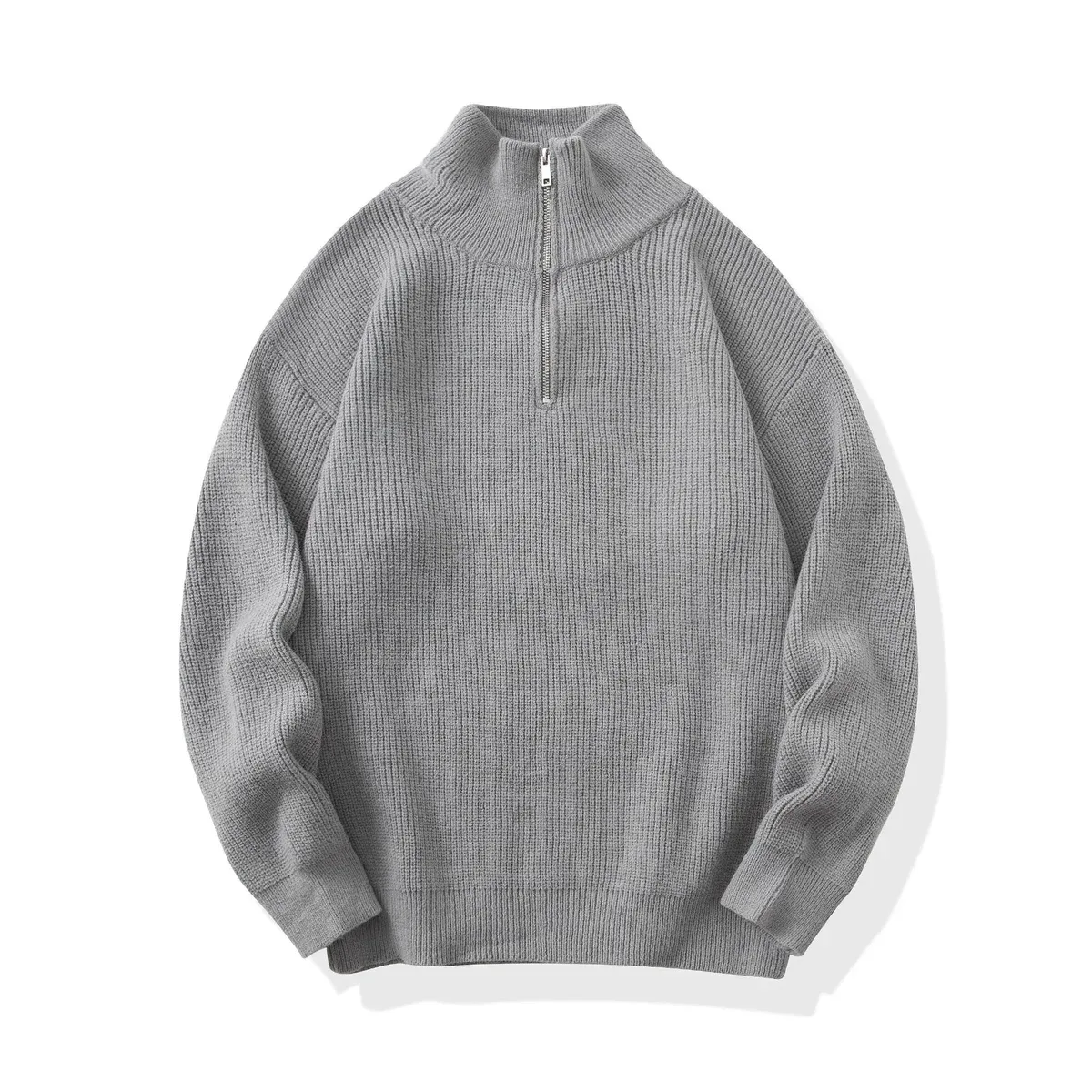 Other 310 Grey Half-Zip Ribbed Knit Sweater Grey - 1
