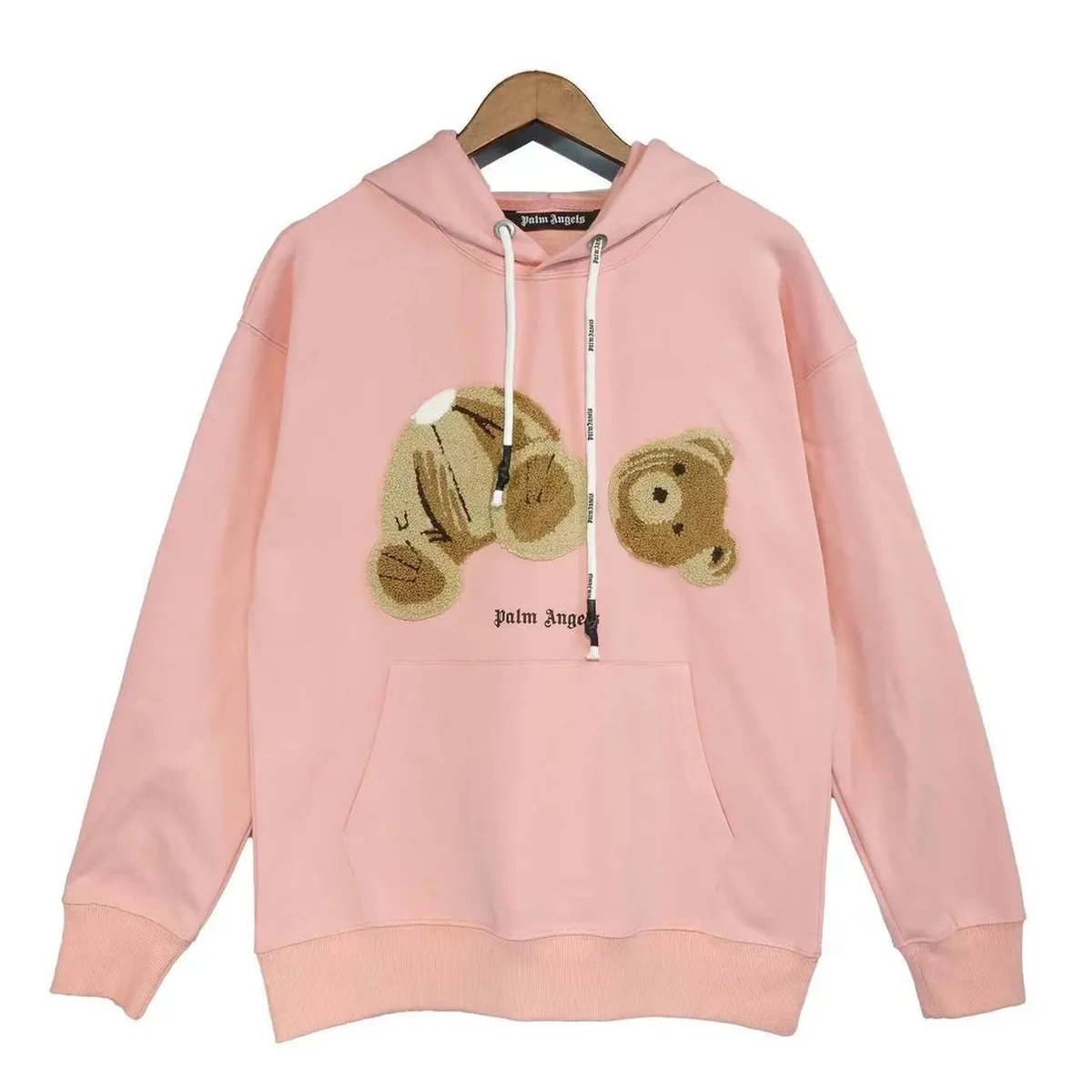 Palm Angels Palm Angels Bear Pink Teddy Bear Embroidered Hoodie Pink - 1
