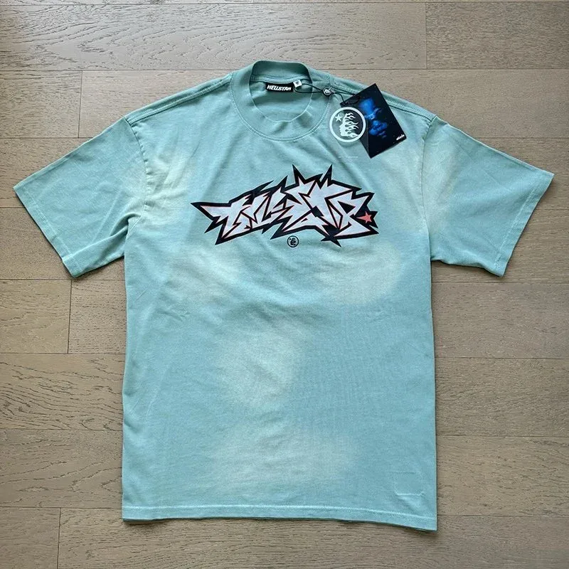 Hellstar Hellstar Graffiti Print T-Shirt Mint Green T-Shirt Green - 1