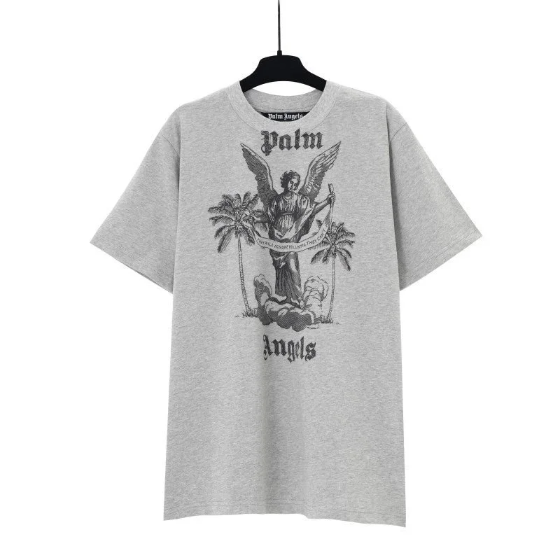 Palm Angels Palm Angels Grey Angel Print T-Shirt Grey - 1