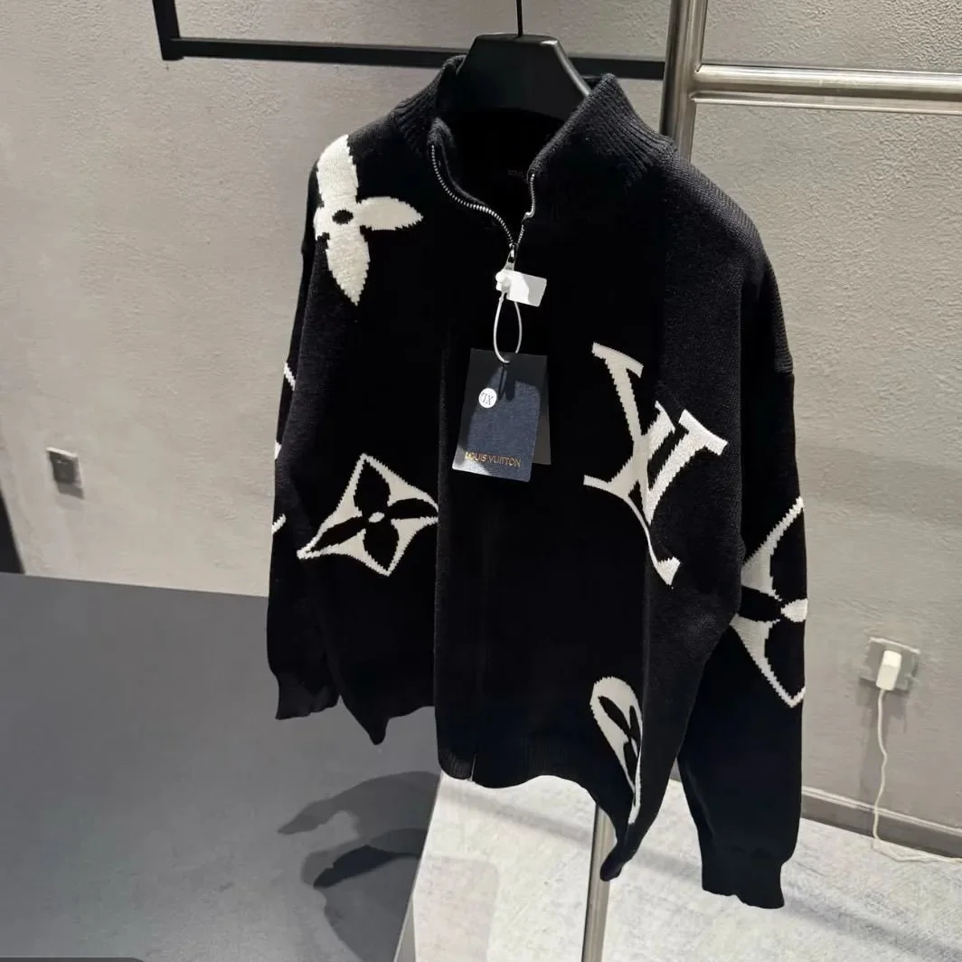 Louis Vuitton Louis Vuitton Monogram Zip-Up Sweater Black Black
