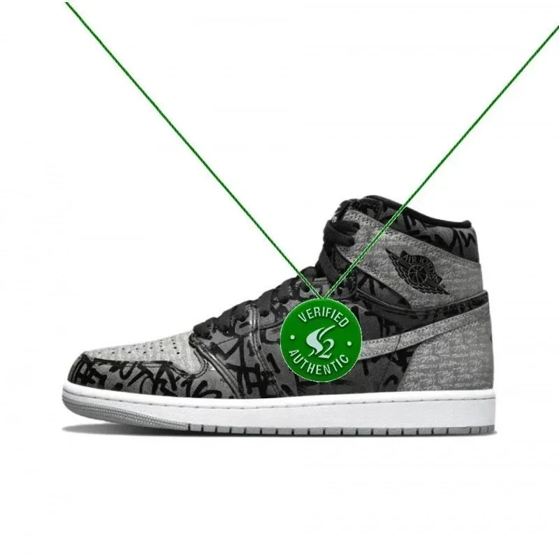 Nike Nike Air Jordan 1 Graffiti Black Grey Sneakers Grey - 1