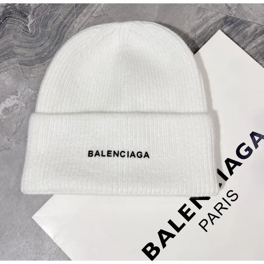 Balenciaga Balenciaga White BALENCIAGA Beanie Hat White - 1