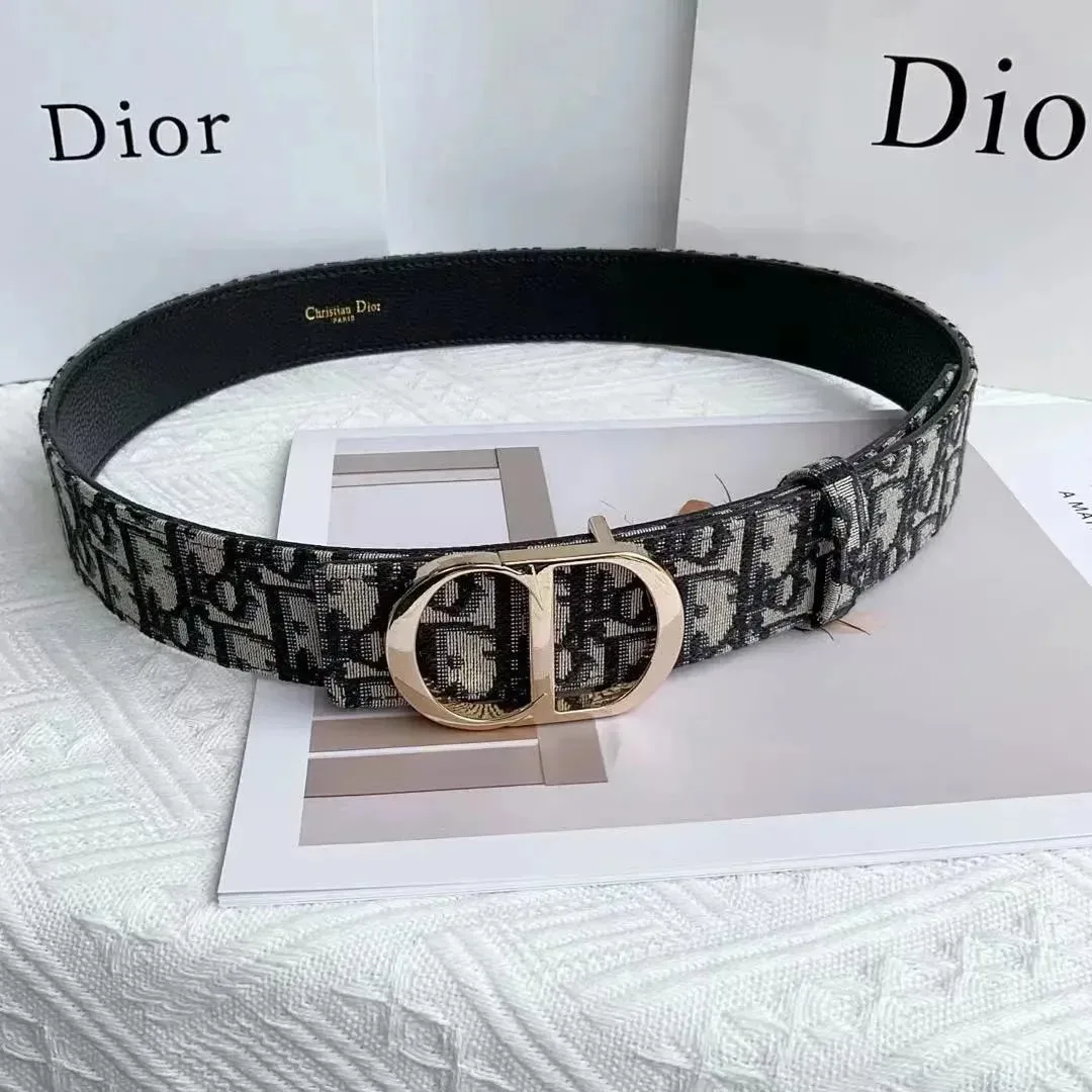 Dior Dior CD Monogram Belt Black & Beige Black