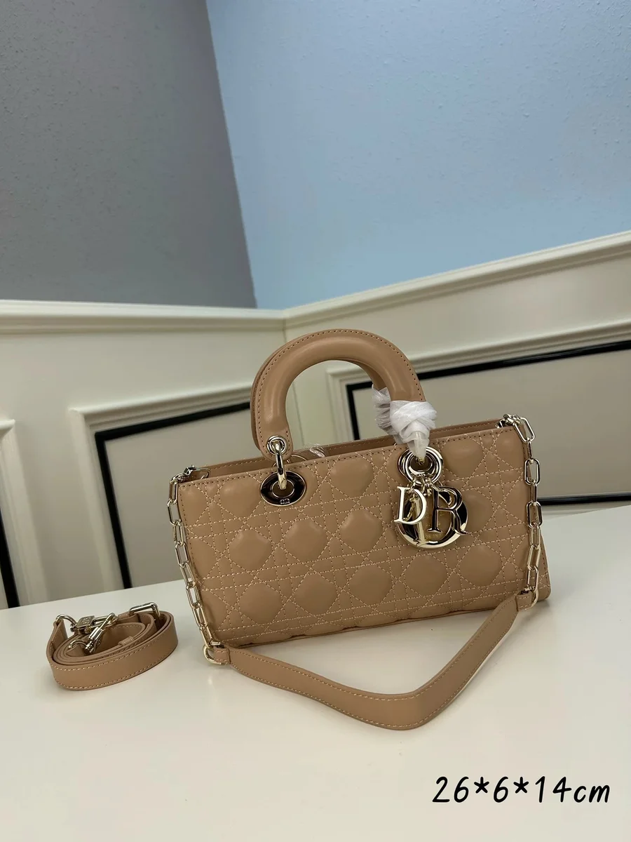Dior Dior Lady Dior Beige Leather Handbag Beige - 1