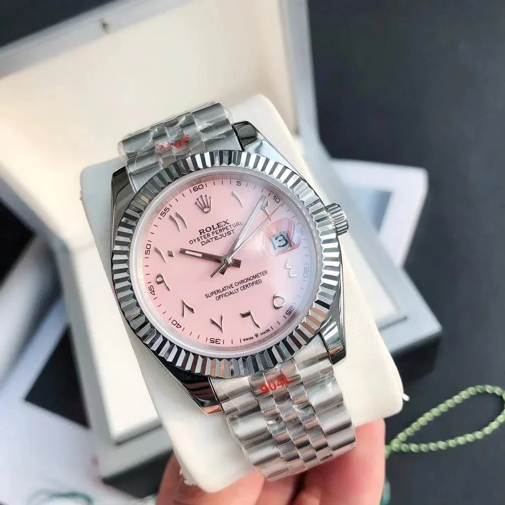 Rolex Rolex Oyster Perpetual Datejust Silver Case Pink Dial Steel Bracelet Watch Pink