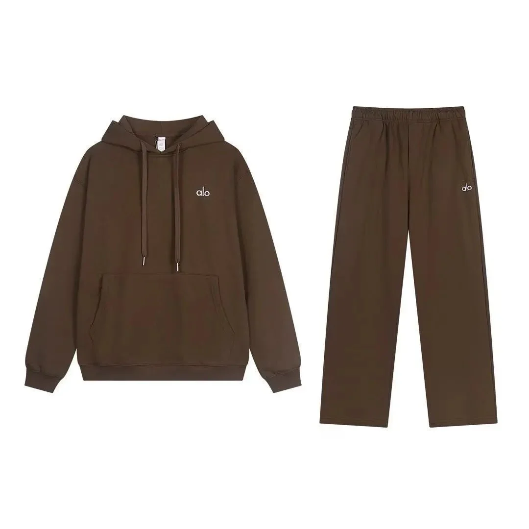 Alo Yoga Alo Yoga Deep Brown Hoodie & Pants Co-ord Set Brown