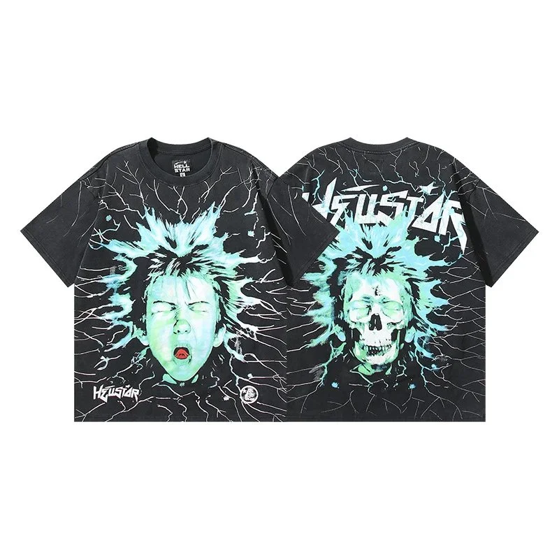 Hellstar Hellstar Washed Black Graphic T-Shirt Black - 1