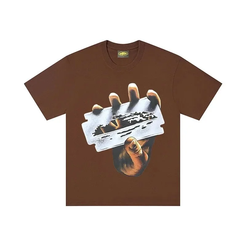 Other Unisex Brown Razor Blade Graphic T-Shirt Brown - 1