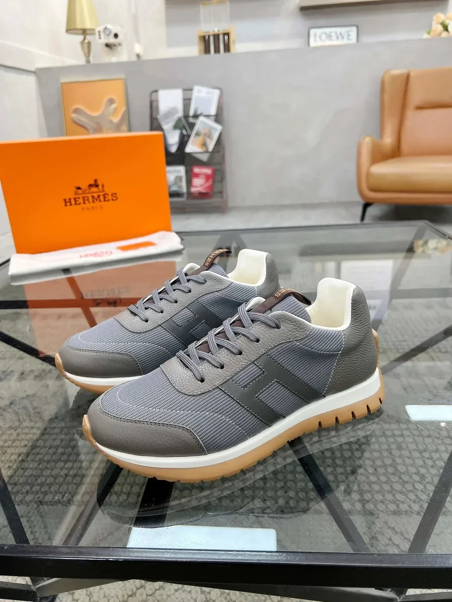Hermès Hermès Grey Mesh & Leather Sneakers Grey