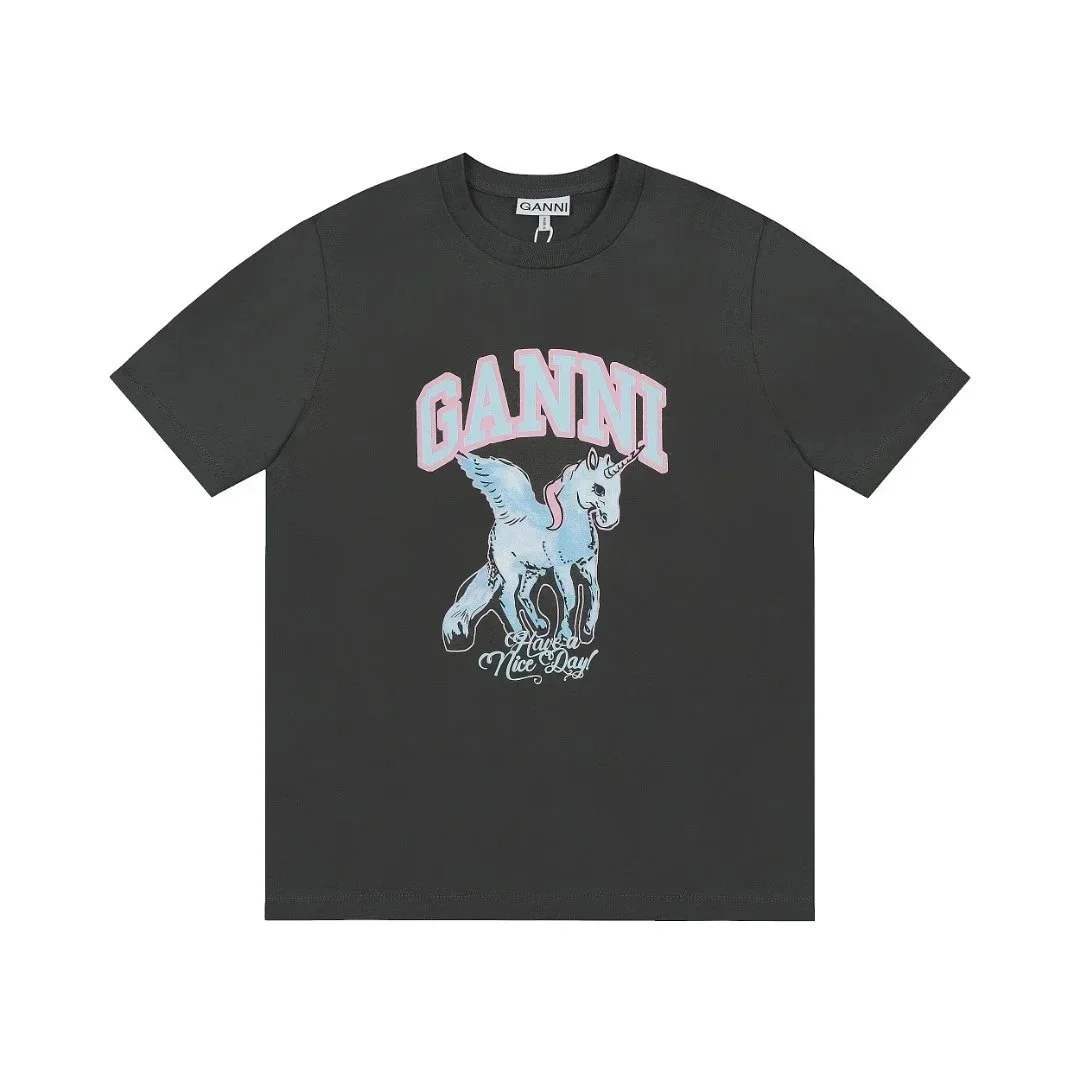 Ganni Ganni Unicorn Graphic T-Shirt Black Black - 1