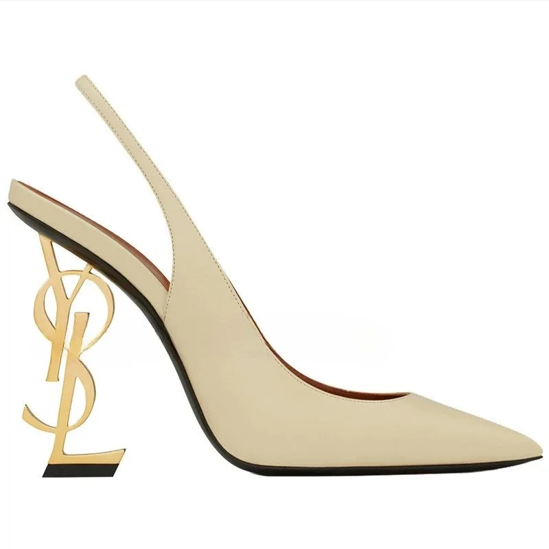 Saint Laurent Saint Laurent YSL Beige Pointed Toe Heels Beige - 1