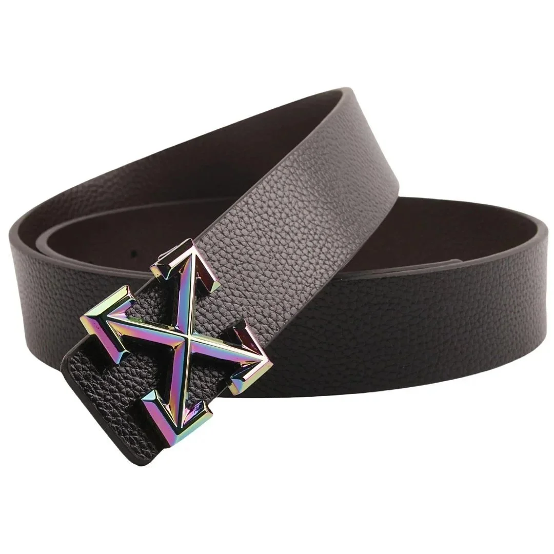Off-White Off-White Cross Buckle Belt Black Leather Belt Black - 1
