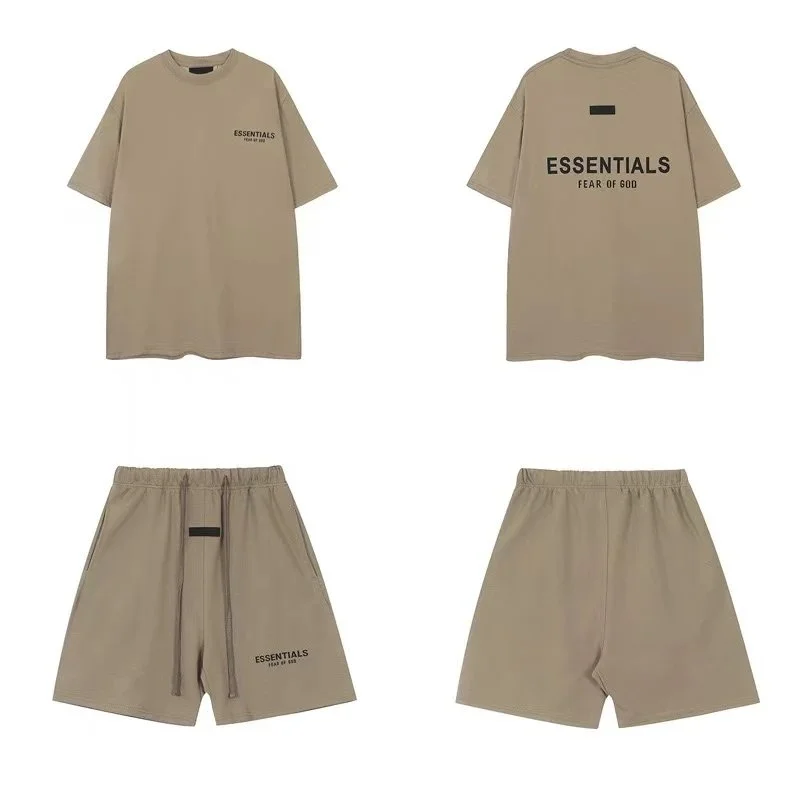 Fear of God Fear of God Essentials Khaki Short Sleeve Set Beige - 1