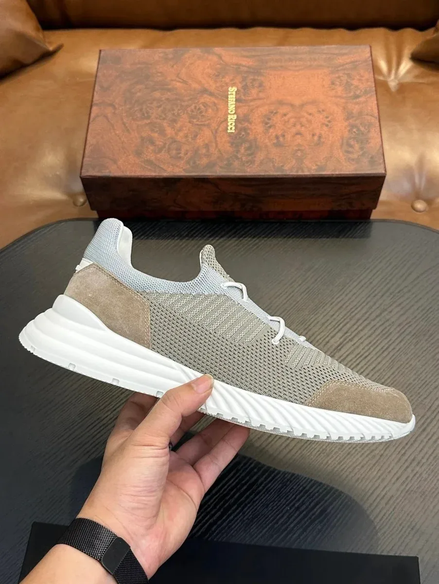 Stefano Ricci Stefano Ricci Grey Mesh & Suede Sneakers Grey - 1