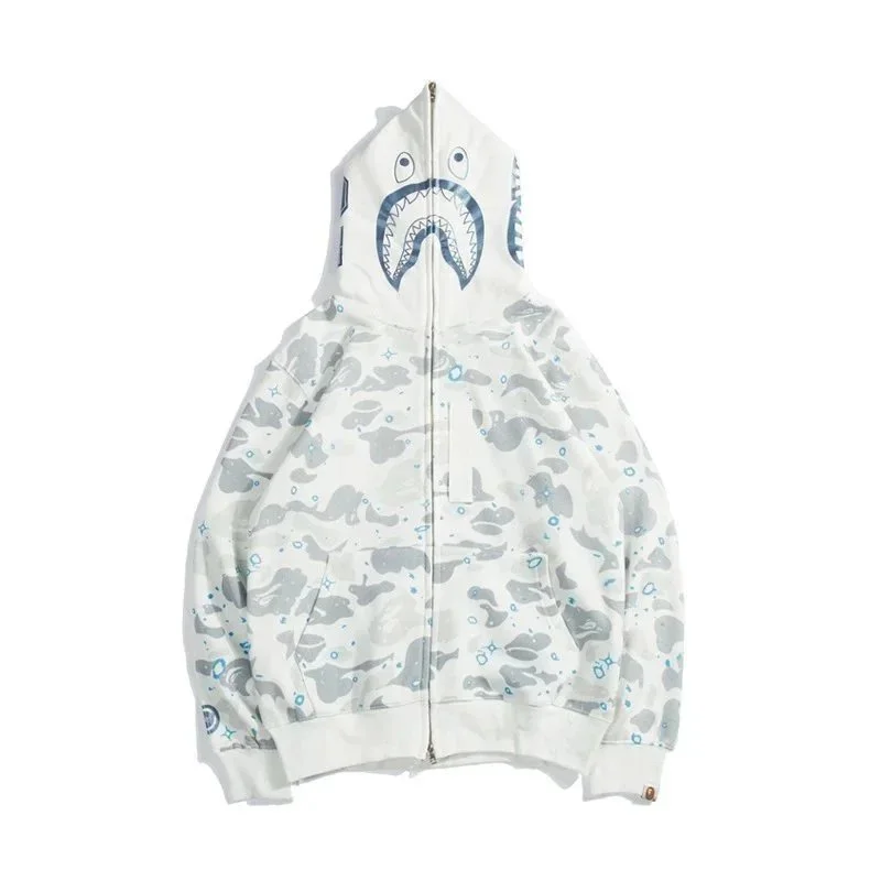 A Bathing Ape A Bathing Ape BAPE STA Camo Shark Hoodie White - 1
