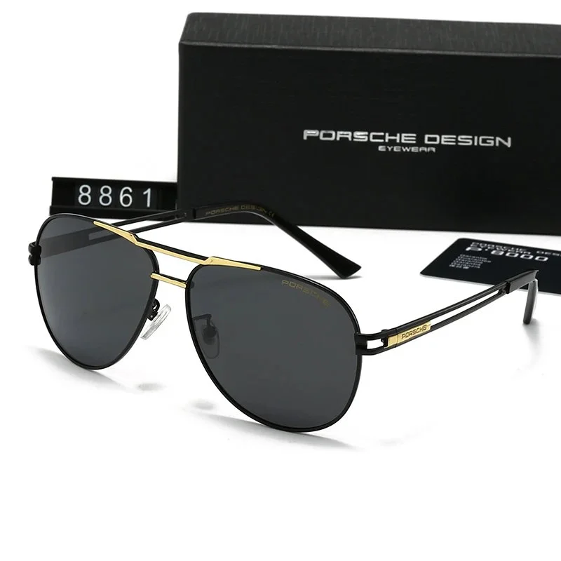 Porsche Design Porsche Design 8861 Polarized Aviator Sunglasses Black - 1