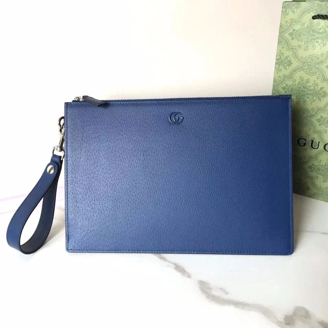 Gucci Gucci Interlocking G Blue Leather Pouch Blue
