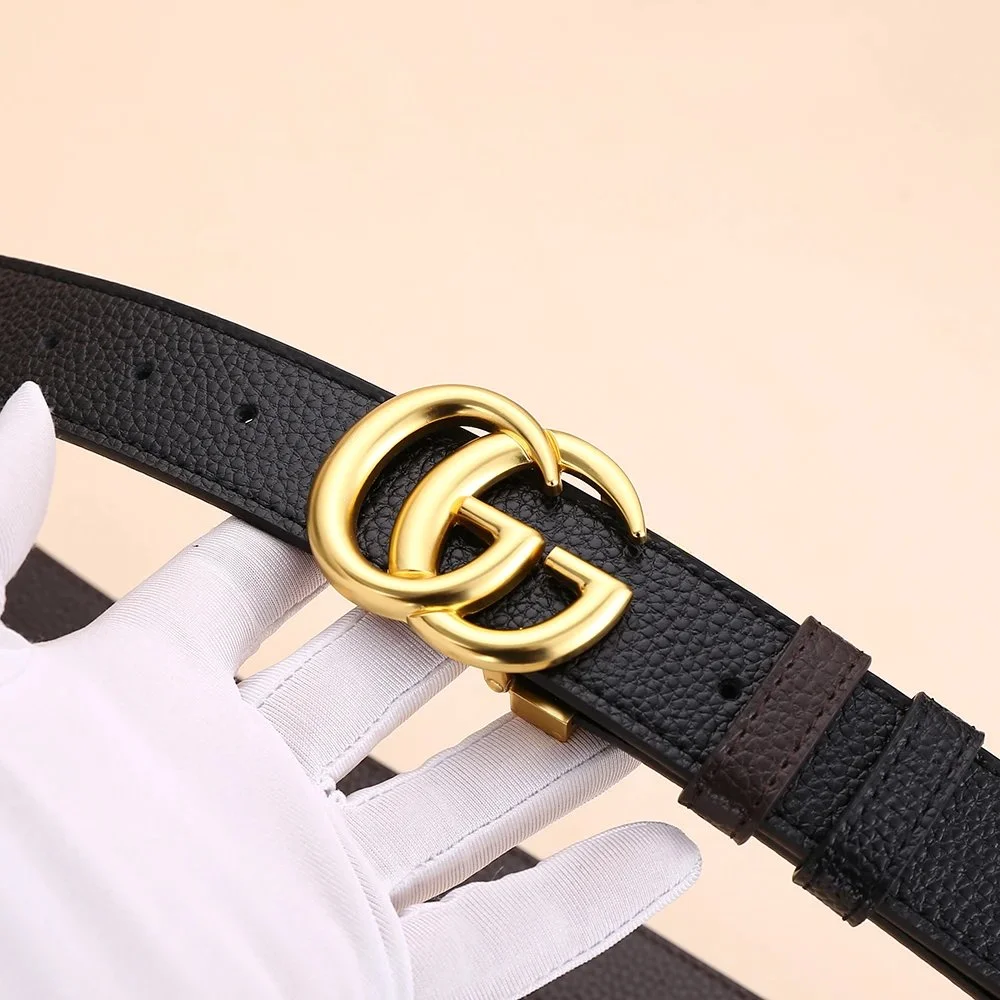 Gucci Gucci GG Belt Black Gold Leather Belt Black - 1