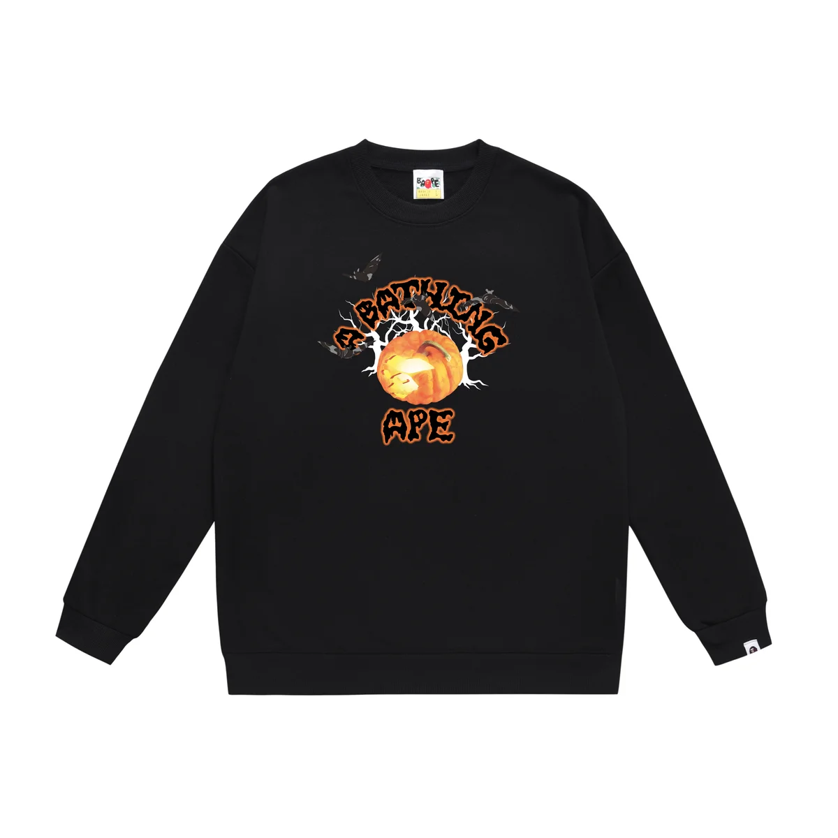 A Bathing Ape BAPE Black Pumpkin Graphic Crewneck Sweatshirt Black - 1
