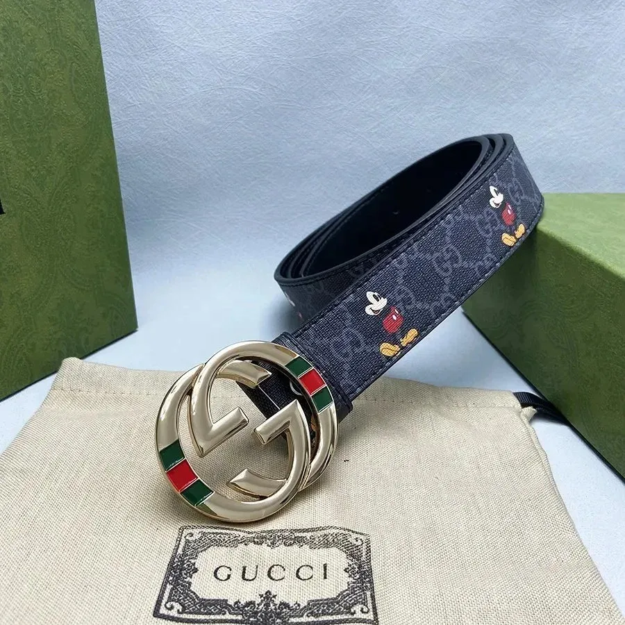Gucci Gucci Interlocking G Mickey Mouse Navy Belt Navy